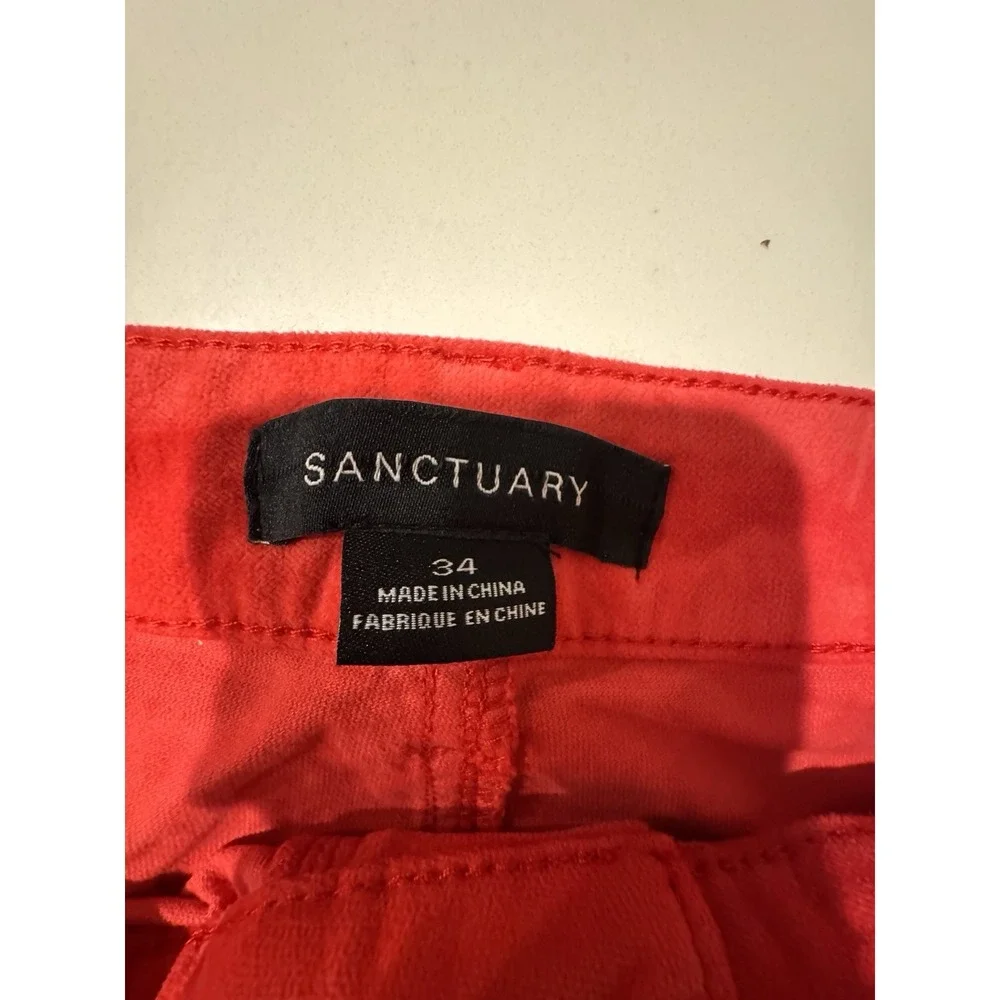 SANCTUARY Peace Maker Velveteen Pants Women's‎ Size 34 Red New!